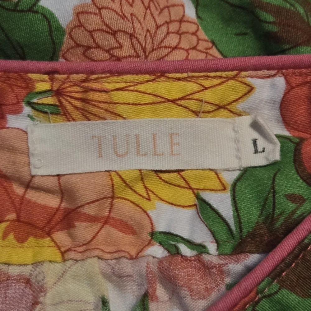 Tulle Womens Vibrant Colorful Floral Print Twee Swing Skirt Size Large - Picture 4 of 6